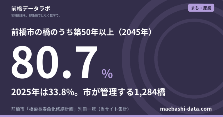 前橋の橋は1,284橋|20年後に8割が築50年超